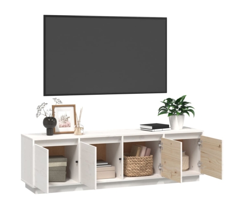 Mueble de TV madera maciza de pino blanco 156x37x45 cm