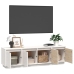 Mueble de TV madera maciza de pino blanco 156x37x45 cm