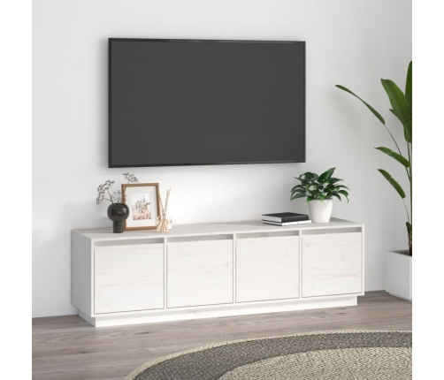 Mueble de TV madera maciza de pino blanco 156x37x45 cm