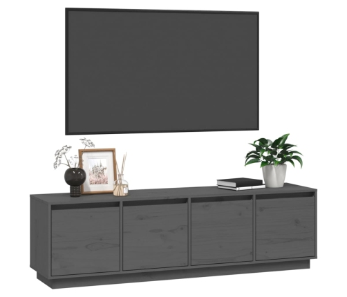 Mueble de TV madera maciza de pino gris 156x37x45 cm