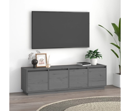 Mueble de TV madera maciza de pino gris 156x37x45 cm