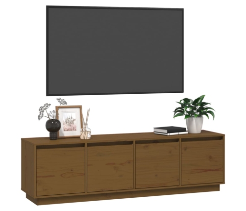 Mueble de TV madera maciza de pino marrón miel 156x37x45 cm