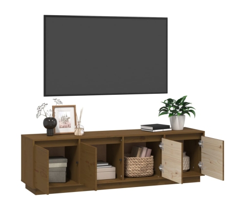 Mueble de TV madera maciza de pino marrón miel 156x37x45 cm