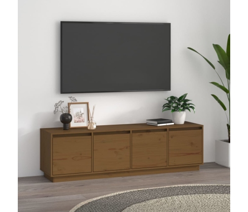 Mueble de TV madera maciza de pino marrón miel 156x37x45 cm