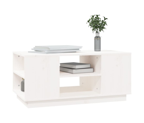 vidaXL Mesa de centro de madera maciza de pino blanco 90x49x40,5 cm