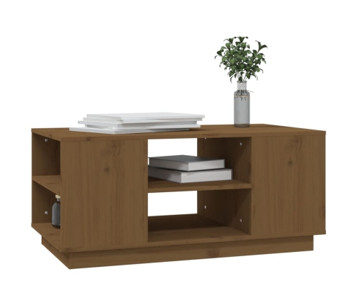 vidaXL Mesa de centro madera maciza de pino marrón miel 90x49x40,5 cm