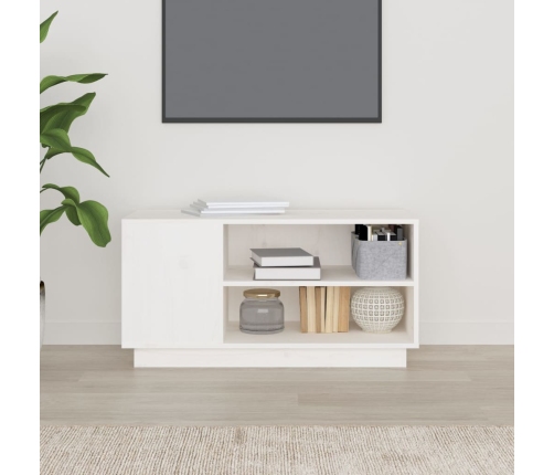 Mueble de TV madera maciza de pino blanco 80x35x40,5 cm