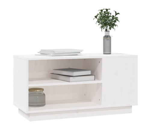 Mueble de TV madera maciza de pino blanco 80x35x40,5 cm