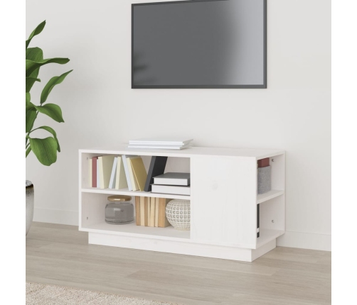 Mueble de TV madera maciza de pino blanco 80x35x40,5 cm