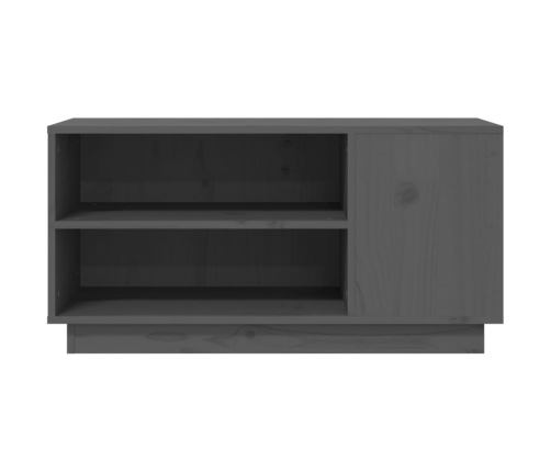 Mueble de TV madera maciza de pino gris 80x35x40,5 cm