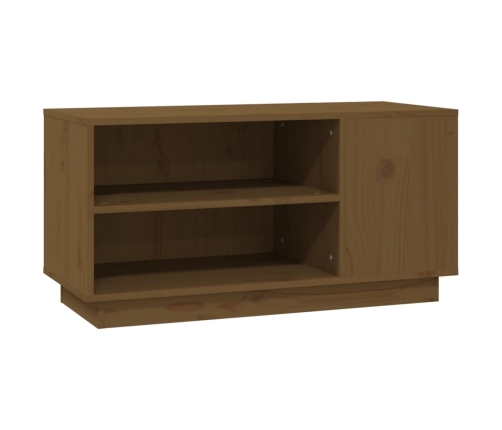 Mueble de TV madera maciza de pino marrón miel 80x35x40,5 cm