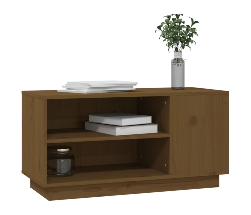 Mueble de TV madera maciza de pino marrón miel 80x35x40,5 cm