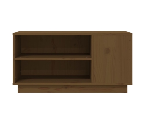 Mueble de TV madera maciza de pino marrón miel 80x35x40,5 cm