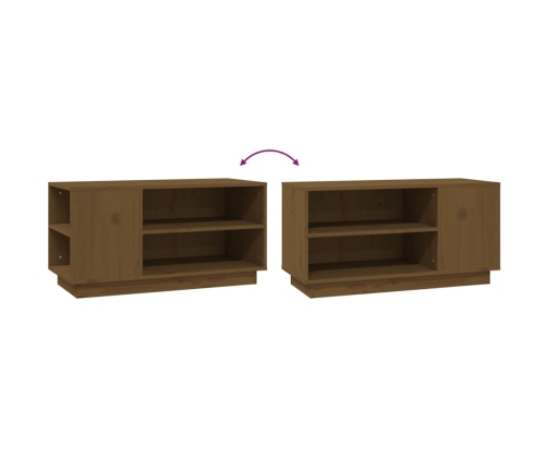 Mueble de TV madera maciza de pino marrón miel 80x35x40,5 cm