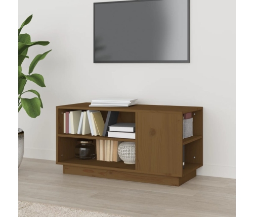 Mueble de TV madera maciza de pino marrón miel 80x35x40,5 cm