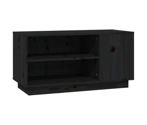 Mueble de TV madera maciza de pino negro 80x35x40,5 cm