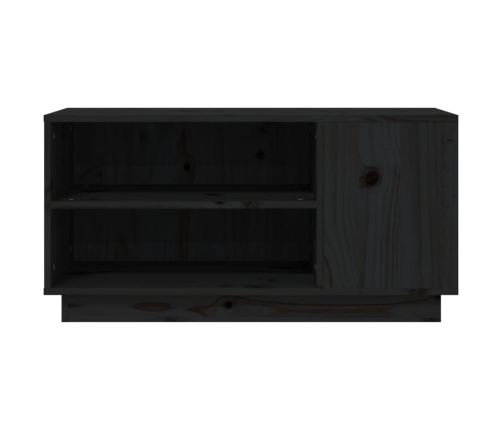 Mueble de TV madera maciza de pino negro 80x35x40,5 cm