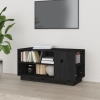 Mueble de TV madera maciza de pino negro 80x35x40,5 cm