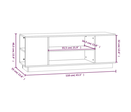 vidaXL Mueble de TV de madera maciza de pino 110x35x40,5 cm