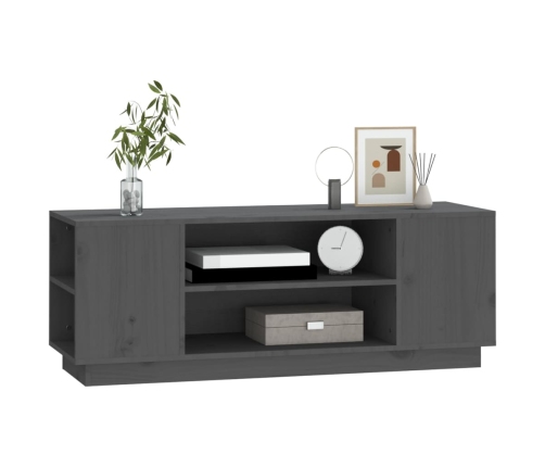 Mueble de TV madera maciza de pino gris 110x35x40,5 cm