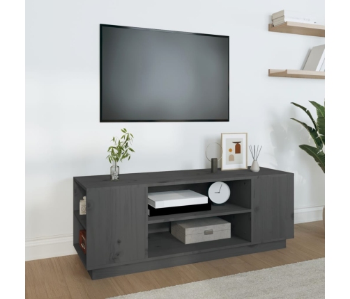 Mueble de TV madera maciza de pino gris 110x35x40,5 cm