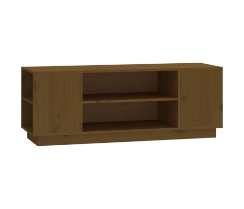 Mueble de TV madera maciza de pino marrón miel 110x35x40,5 cm