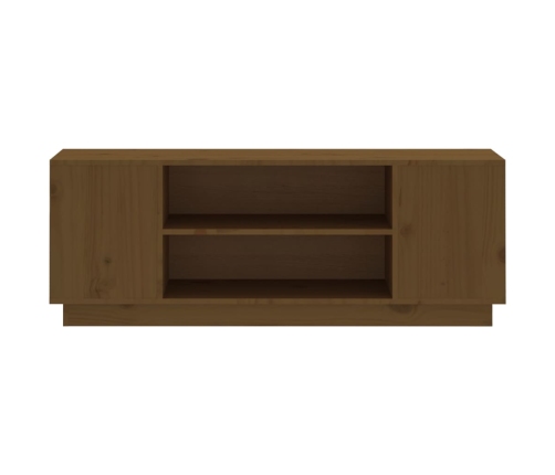 Mueble de TV madera maciza de pino marrón miel 110x35x40,5 cm