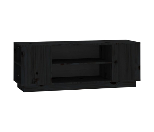 Mueble de TV madera maciza de pino negro 110x35x40,5 cm