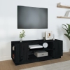 Mueble de TV madera maciza de pino negro 110x35x40,5 cm