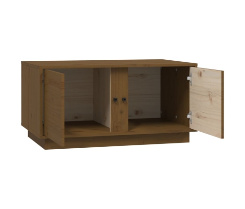 Mesa de centro madera maciza de pino marrón miel 80x50x40 cm