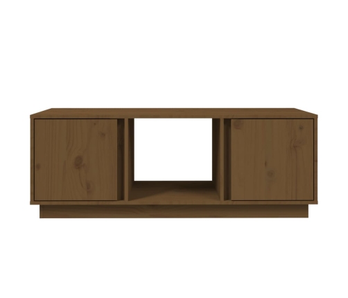 Mesa de centro madera maciza de pino marrón miel 110x50x40 cm