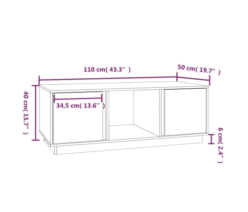 Mesa de centro madera maciza de pino marrón miel 110x50x40 cm