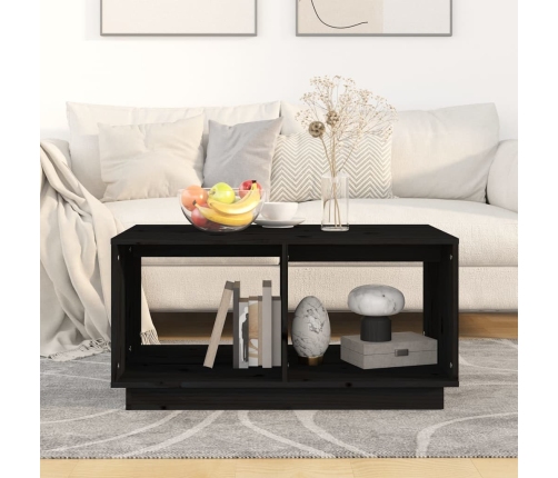 Mesa de centro madera maciza de pino negro 80x50x40 cm