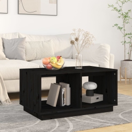 Mesa de centro madera maciza de pino negro 80x50x40 cm