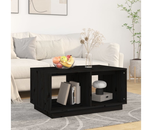 Mesa de centro madera maciza de pino negro 80x50x40 cm