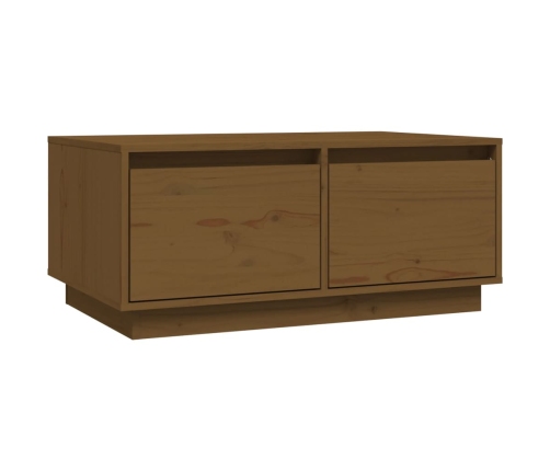 Mesa de centro madera maciza de pino marrón miel 80x50x35 cm