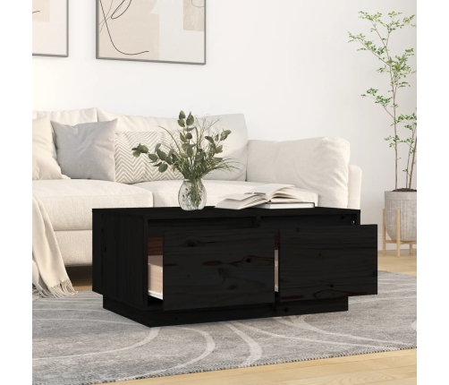 Mesa de centro de madera maciza de pino negro 80x50x35 cm