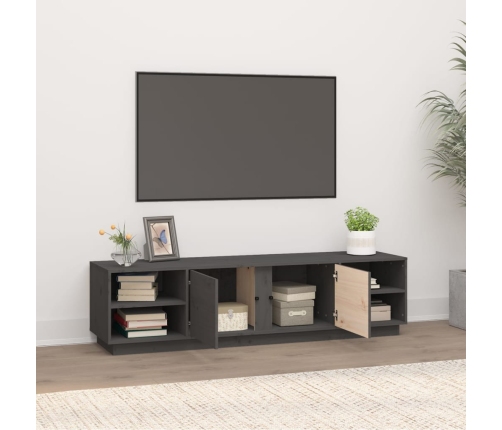 vidaXL Mueble de TV madera maciza de pino gris 156x40x40 cm