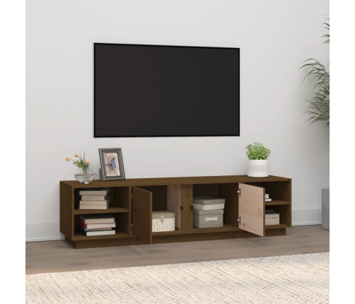 Mueble de TV madera maciza de pino marrón miel 156x40x40 cm