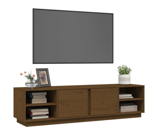 Mueble de TV madera maciza de pino marrón miel 156x40x40 cm