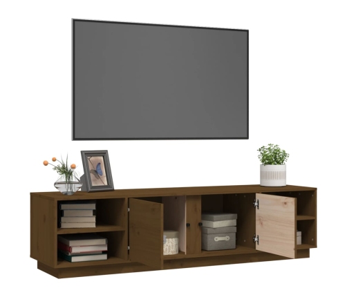 Mueble de TV madera maciza de pino marrón miel 156x40x40 cm