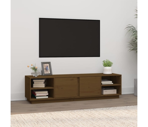 Mueble de TV madera maciza de pino marrón miel 156x40x40 cm