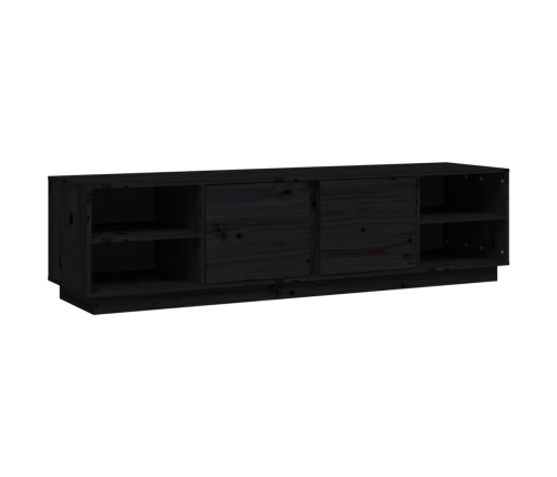 Mueble de TV madera maciza de pino negro 156x40x40 cm