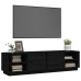 Mueble de TV madera maciza de pino negro 156x40x40 cm