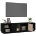 Mueble de TV madera maciza de pino negro 156x40x40 cm