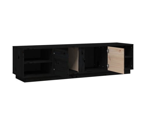 Mueble de TV madera maciza de pino negro 156x40x40 cm