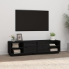 Mueble de TV madera maciza de pino negro 156x40x40 cm