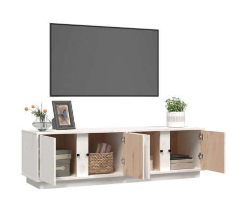 Mueble de TV madera maciza de pino blanco 140x40x40 cm