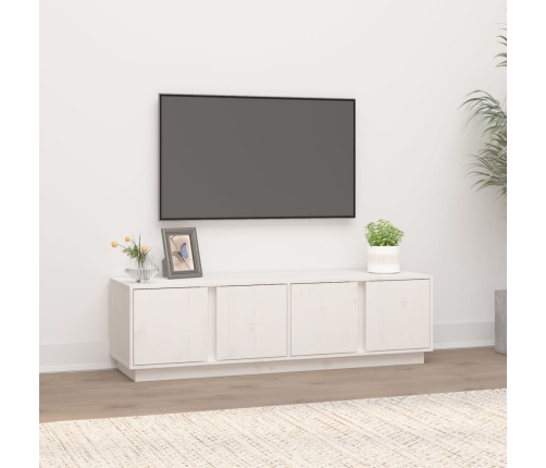 Mueble de TV madera maciza de pino blanco 140x40x40 cm