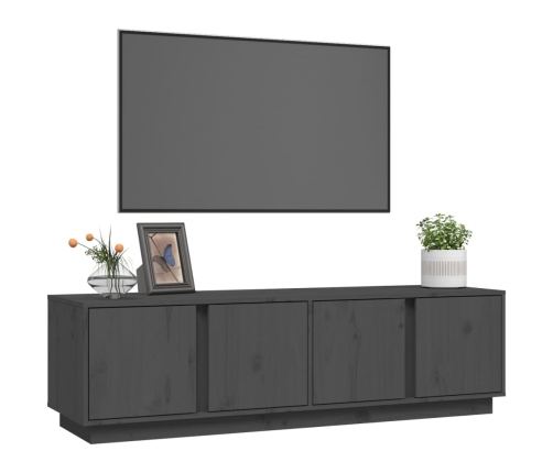 Mueble de TV madera maciza de pino gris 140x40x40 cm